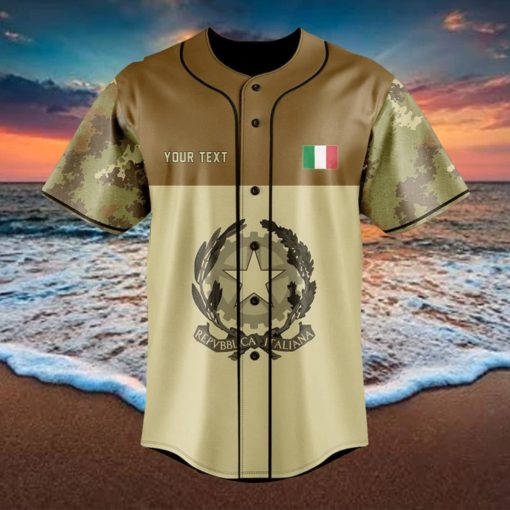 Custom Name Italy Coat Of Arms Camo Style Baseball Jersey Shirt Gift For Men And Women