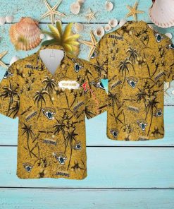 Custom Name Jacksonville Jaguars 3D 3D Hawaiian Shirt Gold Flower Vintage For Beach