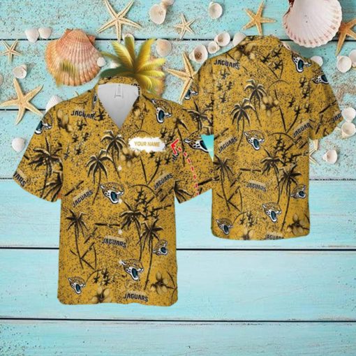 Custom Name Jacksonville Jaguars 3D 3D Hawaiian Shirt Gold Flower Vintage For Beach