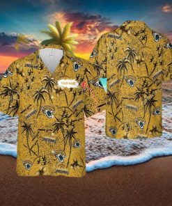 Custom Name Jacksonville Jaguars 3D 3D Hawaiian Shirt Gold Flower Vintage For Beach