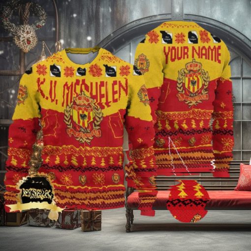 Custom Name KV Mechelen Ugly Christmas Sweater New Logo Gift For Men And Women Fans