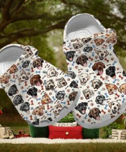 Custom Name Labrador Hibiscus Flower Dog Crocs for Moms