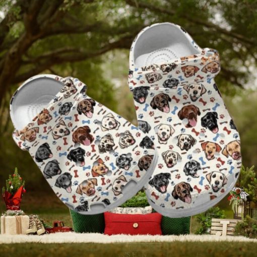 Custom Name Labrador Hibiscus Flower Dog Crocs for Moms