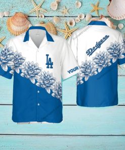 Custom Name MLB Los Angeles Dodgers Party AOP Hawaiian Shirt Flower For Summer