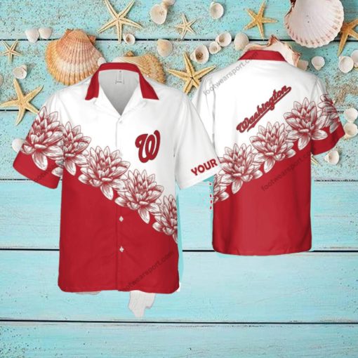 Custom Name MLB Washington Nationals New New 3D Hawaiian Shirt Flower For Summer