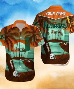 Custom Name Miami Hurricanes NCAA Casual Logo Aloha Hawaiian Shirt