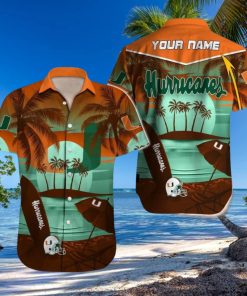 Custom Name Miami Hurricanes NCAA Casual Logo Aloha Hawaiian Shirt