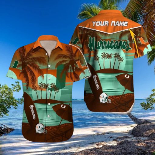 Custom Name Miami Hurricanes NCAA Casual Logo Aloha Hawaiian Shirt