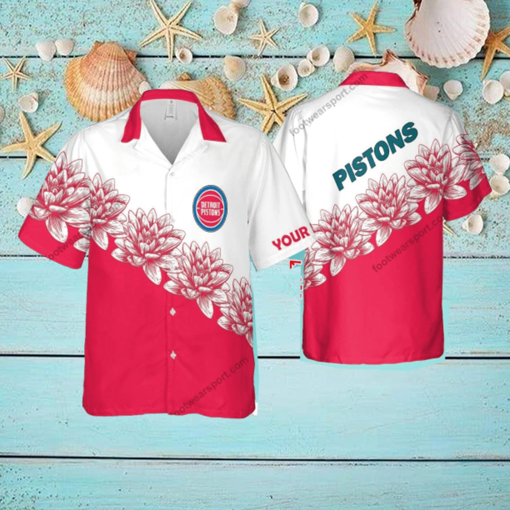 Custom Name NBA Detroit Pistons Top New AOP Hawaiian Shirt Flower Gift For Fans