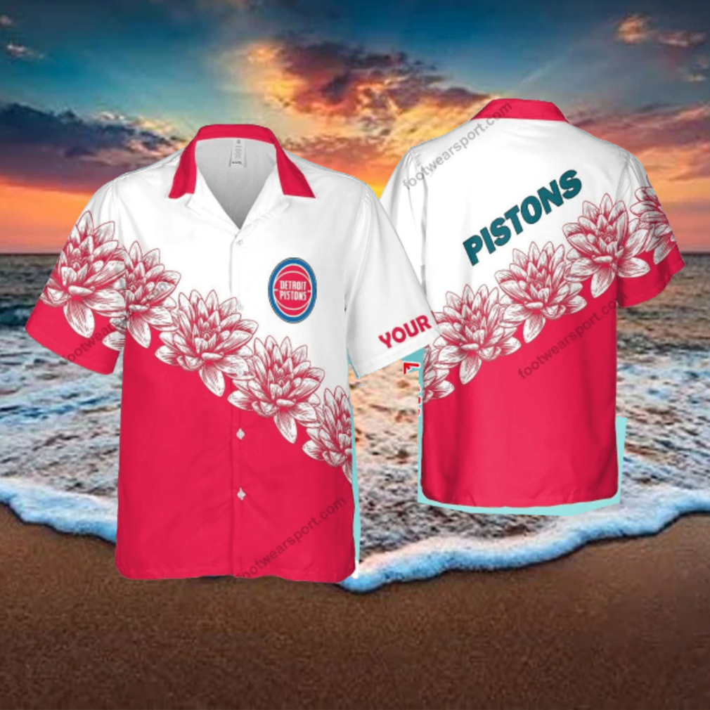 Custom Name NBA Detroit Pistons Top New AOP Hawaiian Shirt Flower Gift For Fans Custom Name NBA Detroit Pistons Top New AOP Hawaiian Shirt Flower Gift For Fans