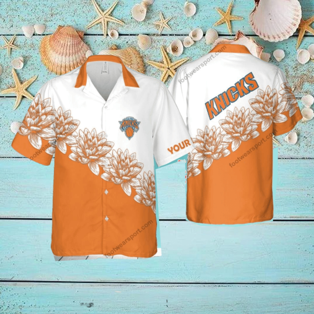 Custom Name NBA New York Knicks Traditional 3D Hawaiian Shirt Flower For Summer