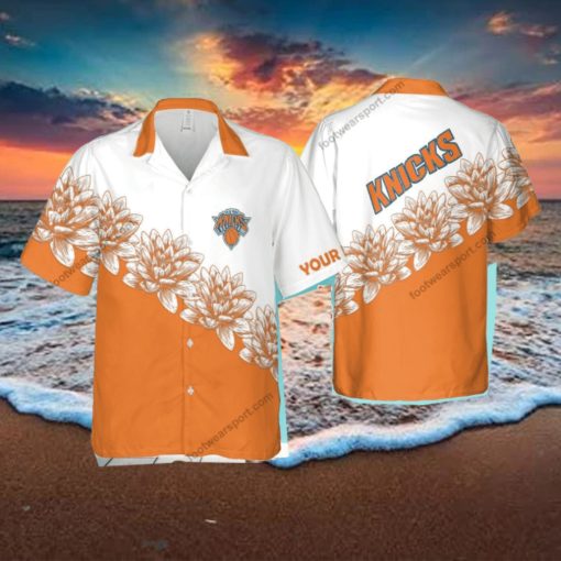 Custom Name NBA New York Knicks Traditional 3D Hawaiian Shirt Flower For Summer