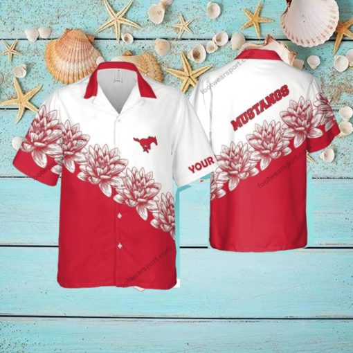 Custom Name NCAA SMU Mustangs Islander 3D Hawaiian Shirt Flower Gift For Fans