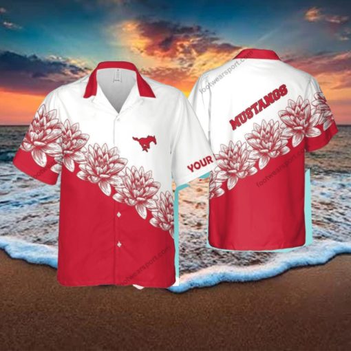 Custom Name NCAA SMU Mustangs Islander 3D Hawaiian Shirt Flower Gift For Fans