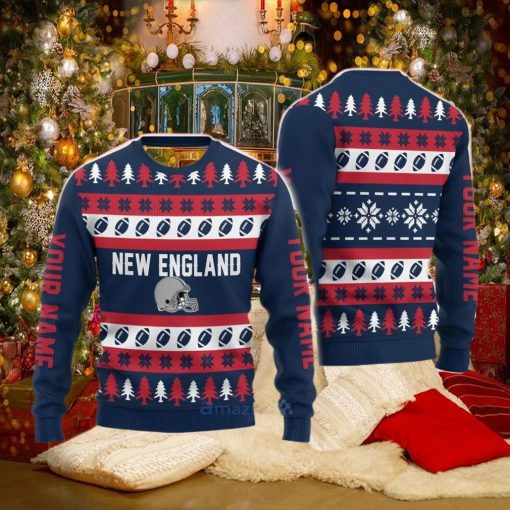 Custom Name New England Christmas Gift Ugly Christmas Sweater