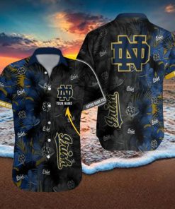 Custom Name Notre Dame Fighting Irish NCAA Pacific Logo AOP Hawaiian Shirt For Summer