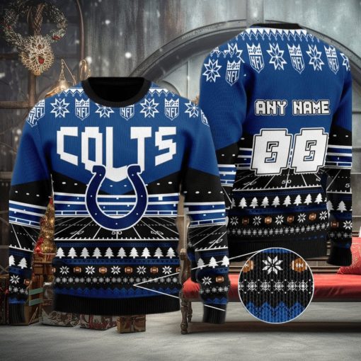 Custom Name Number Nfl Indianapolis Colts Rugby Stadium Ugly Christmas Sweater