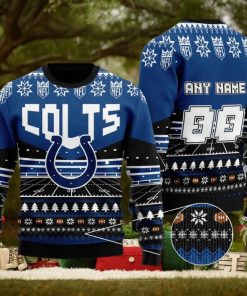 Custom Name Number Nfl Indianapolis Colts Rugby Stadium Ugly Christmas Sweater