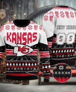 Custom Name Number Nfl Kansas City Chiefs Rugby Stadium Ugly Christmas Sweater