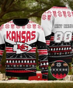 Custom Name Number Nfl Kansas City Chiefs Rugby Stadium Ugly Christmas Sweater