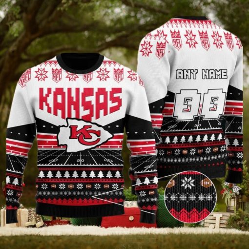 Custom Name Number Nfl Kansas City Chiefs Rugby Stadium Ugly Christmas Sweater