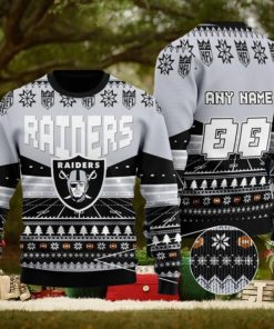 Custom Name Number Nfl Las Vegas Raiders Rugby Stadium Ugly Christmas Sweater