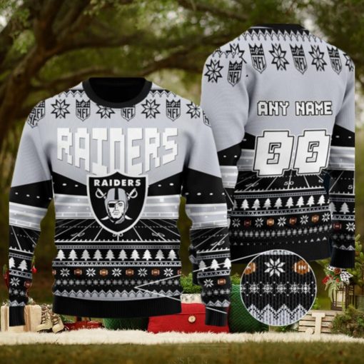 Custom Name Number Nfl Las Vegas Raiders Rugby Stadium Ugly Christmas Sweater