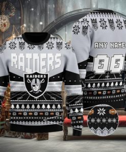 Custom Name Number Nfl Las Vegas Raiders Rugby Stadium Ugly Christmas Sweater