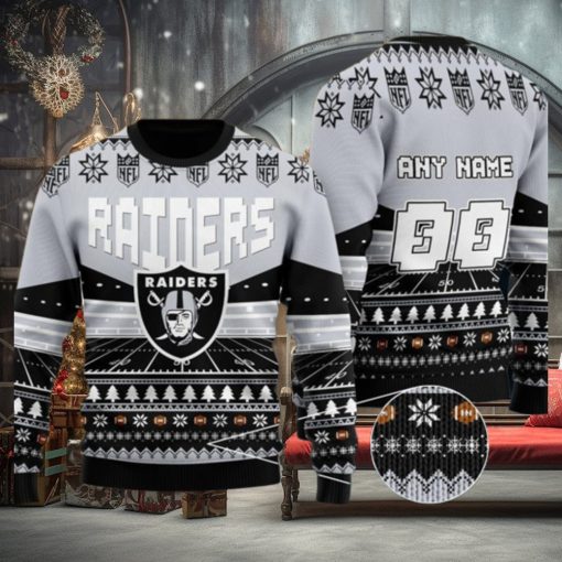 Custom Name Number Nfl Las Vegas Raiders Rugby Stadium Ugly Christmas Sweater