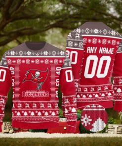 Custom Name Number Nfl Logo Tampa Bay Buccaneers Ugly Christmas Sweaters