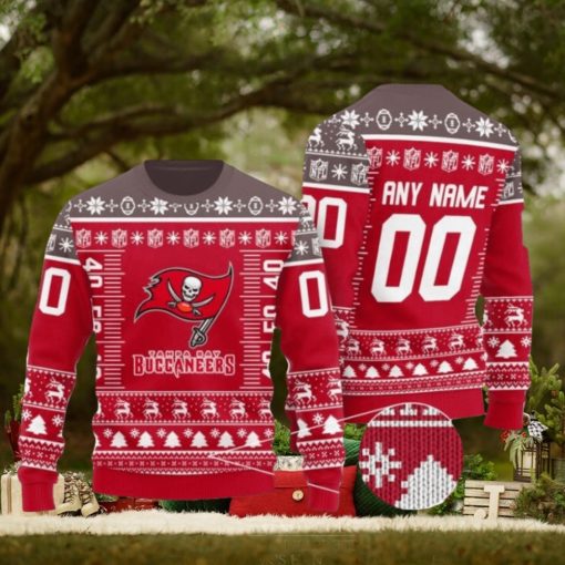 Custom Name Number Nfl Logo Tampa Bay Buccaneers Ugly Christmas Sweaters