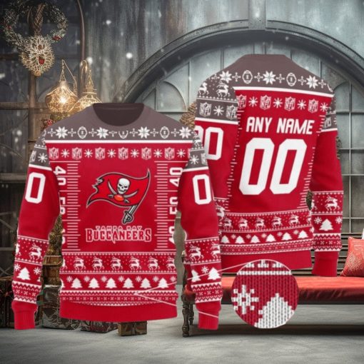 Custom Name Number Nfl Logo Tampa Bay Buccaneers Ugly Christmas Sweaters