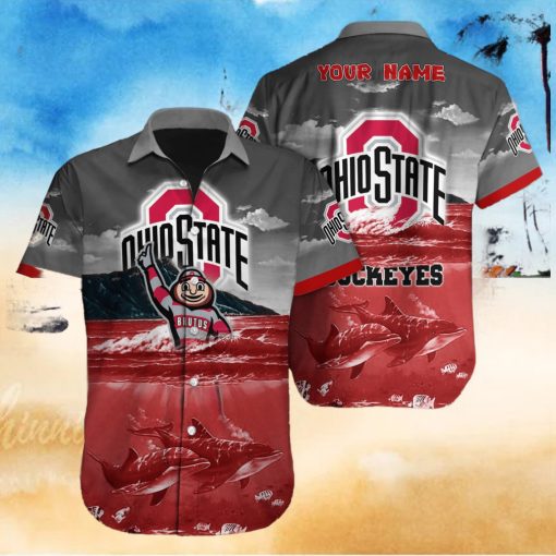 Custom Name Ohio State Buckeyes NCAA Logo Dolphin Beach Funny Hawaiian Shirt