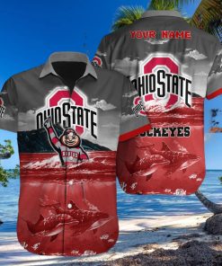 Custom Name Ohio State Buckeyes NCAA Logo Dolphin Beach Funny Hawaiian Shirt