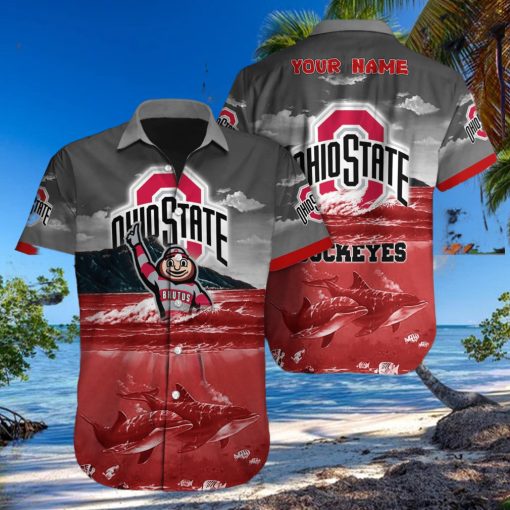 Custom Name Ohio State Buckeyes NCAA Logo Dolphin Beach Funny Hawaiian Shirt