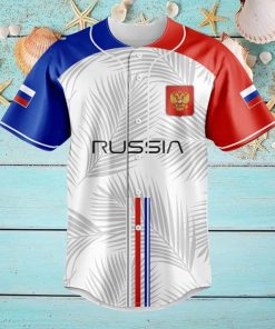 Custom Name Russia Flag Palm Leaf Baseball Jersey Shirt Gift For Men And Women