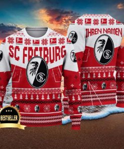 Custom Name SC Freiburg Ugly Christmas Sweater New Logo Gift For Men And Women Fans