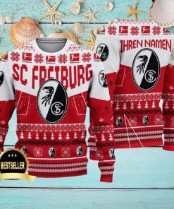Custom Name SC Freiburg Ugly Christmas Sweater New Logo Gift For Men And Women Fans