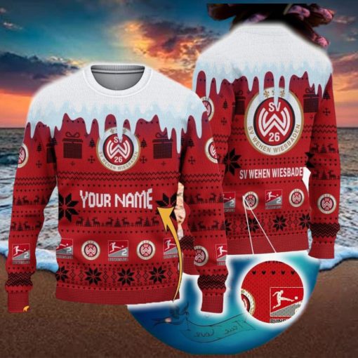 Custom Name SV Wehen Wiesbaden Ugly Christmas 3D Sweater Gift Holidays