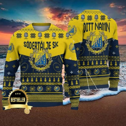 Custom Name Södertälje SK Ugly Christmas Sweater New Logo Gift For Men And Women Fans