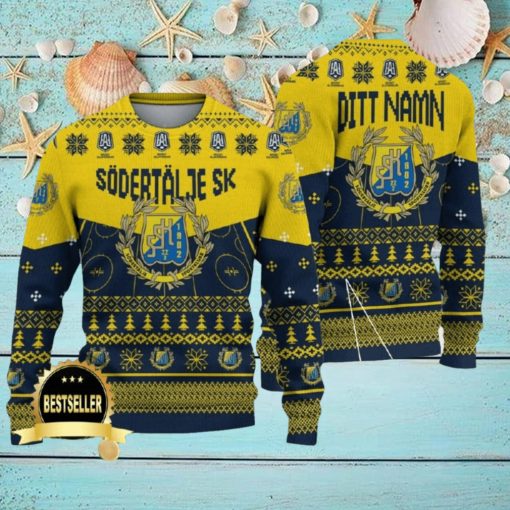 Custom Name Södertälje SK Ugly Christmas Sweater New Logo Gift For Men And Women Fans