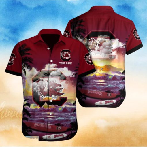 Custom Name South Carolina Gamecocks NCAA Print Beach Hawaiian Shirt