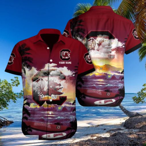 Custom Name South Carolina Gamecocks NCAA Print Beach Hawaiian Shirt
