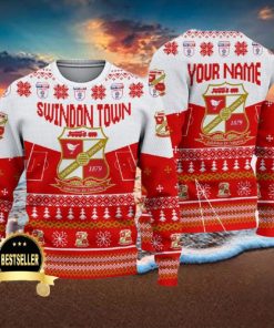 Custom Name Swindon Town Ugly Christmas Sweater New Logo Gift For Men And Women Fans