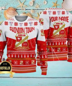 Custom Name Swindon Town Ugly Christmas Sweater New Logo Gift For Men And Women Fans