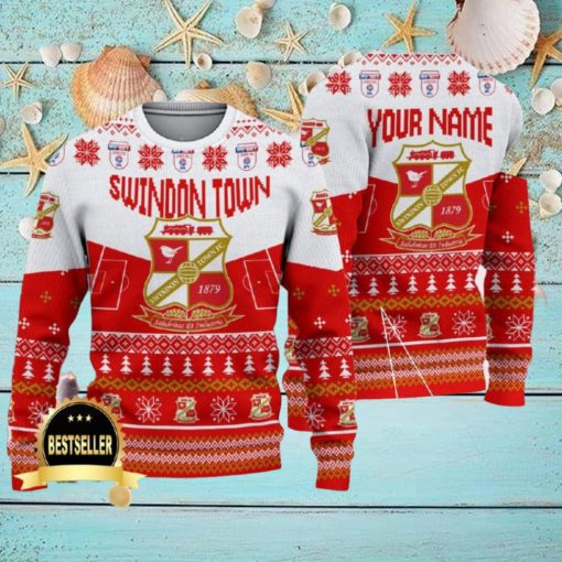 Custom Name Swindon Town Ugly Christmas Sweater New Logo Gift For Men And Women Fans
