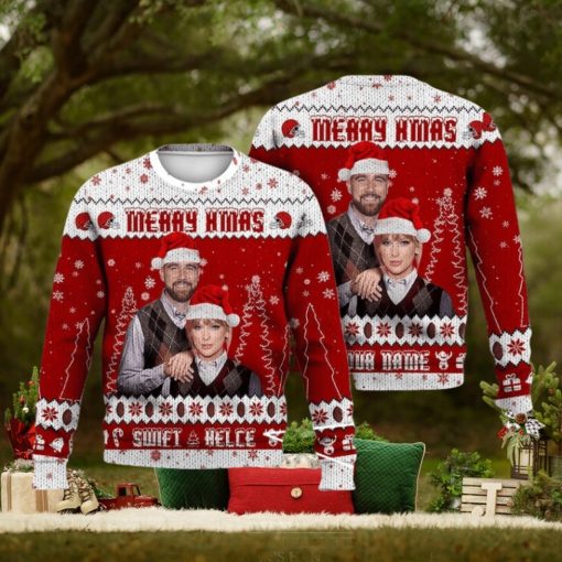 Custom Name Taylor Swift Travis Kelce Kansas Football Ugly Christmas Sweater