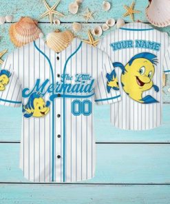 Custom Name The Little Mermaid Flounder Baseball Jersey