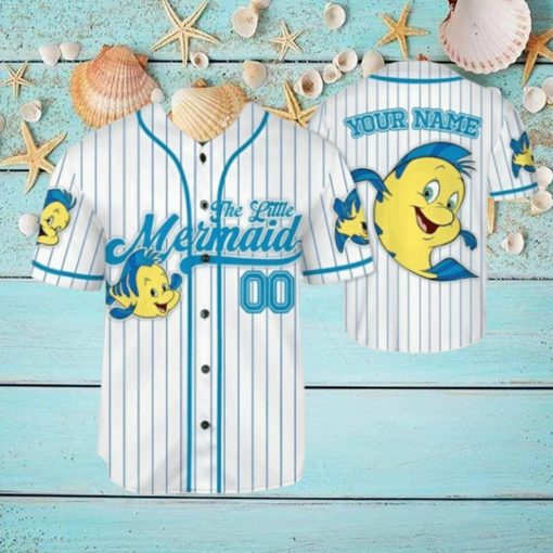 Custom Name The Little Mermaid Flounder Baseball Jersey