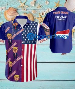 Custom Name Trump Angry North Carolina Hawaiian Shirt Baby Trump Pointing USA Flag Gift For Fans Trump Votes
